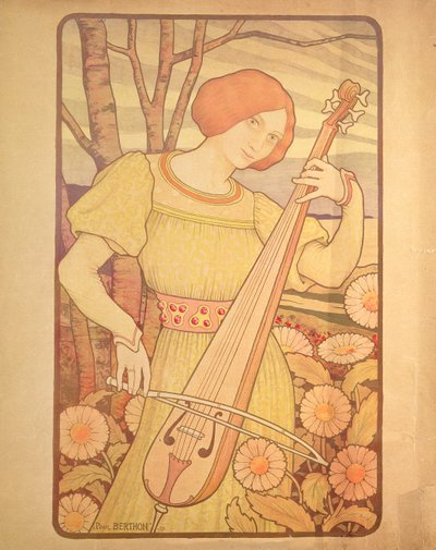 Young Woman with a Lute by Paul Berthon